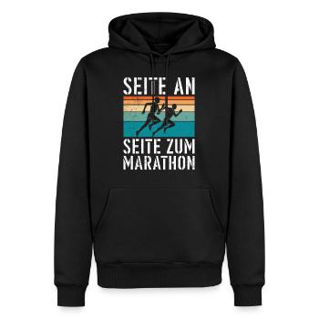 Läufer SEITE AN SEITE ZUM MARATHON Lustiges - Männer Premium Bio Hoodie - Schwarz - Vorne - Nico (187cm)
