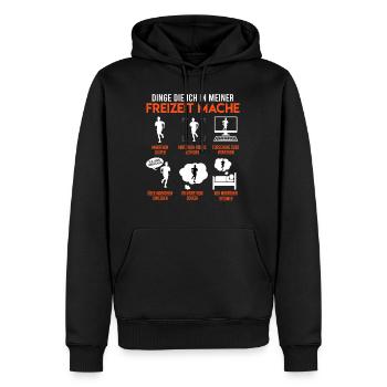 Läufer DINGE DIE ICH IN MEINER FREIZEIT MACHE - Männer Premium Bio Hoodie - Schwarz - Vorne - Nico (187cm)