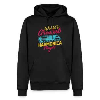Drôle d’harmoniciste Créateur du monde ́s Créateur - Sweat à capuche Premium bio Homme - noir - Devant - Nico (187cm)