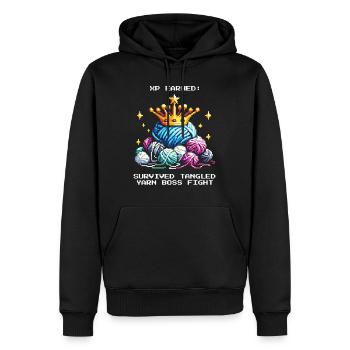 XP erhalten: Wollknäuel besiegt | Häkeln Garn - Männer Premium Bio Hoodie - Schwarz - Vorne - Nico (187cm)