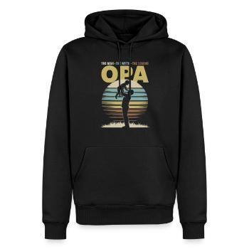 L’homme, le mythe, la légende - Papi - Sweat à capuche Premium bio Homme - noir - Devant - Nico (187cm)