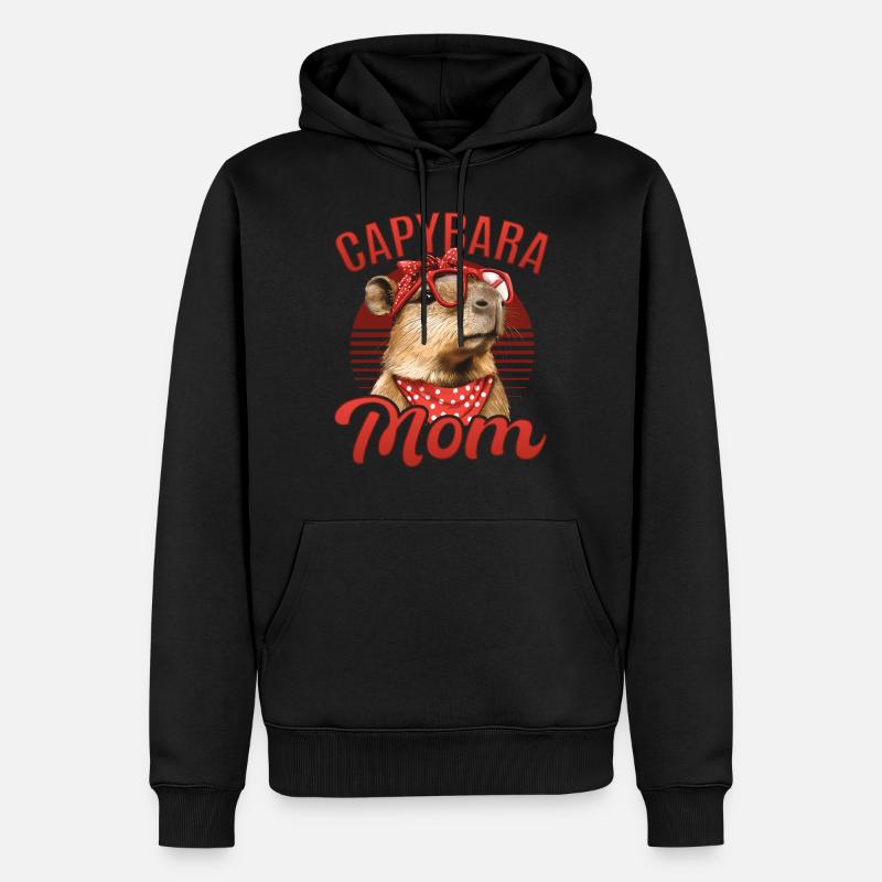 Maman Capybara drôle - Sweat à capuche Premium bio Homme - noir