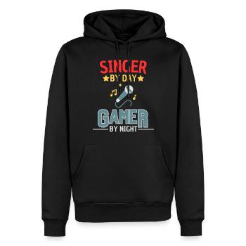 Sänger und Gamer Spruch Zocker Humor - Männer Premium Bio Hoodie - Schwarz - Vorne - Nico (187cm)