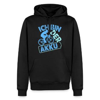 Radfahrer ICH BIN DER AKKU Radeln Lustiges - Männer Premium Bio Hoodie - Schwarz - Vorne - Nico (187cm)