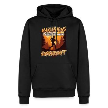 Läufer MARATHONS LAUFEN IST MEINE SUPERKRAFT - Männer Premium Bio Hoodie - Schwarz - Vorne - Nico (187cm)