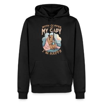 Capybara Coffee - Männer Premium Bio Hoodie - Schwarz - Vorne - Nico (187cm)