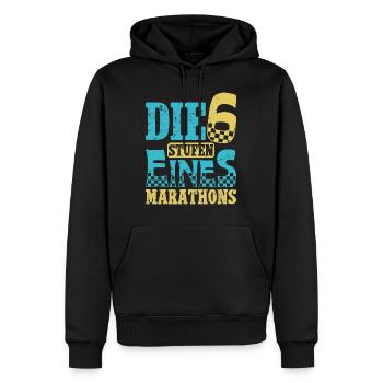 Läufer DIE 6 STUFEN EINES MARATHONS Laufen Lustig - Männer Premium Bio Hoodie - Schwarz - Vorne - Nico (187cm)