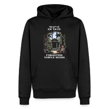 Temple oublié | Archéologie Ruines Fouilles - Sweat à capuche Premium bio Homme - noir - Devant - Nico (187cm)