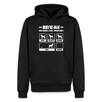 Befehle Die Mein Hund Versteht Spruch Hunde Lustig - Männer Premium Bio Hoodie - Schwarz - Vorne - Nico (187cm)