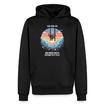 Skybox rendered to perfection | Sky Balloon Ride - Men’s Premium Organic Hoodie - black - Front - Nico (187cm)