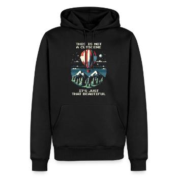 Pas de cinématique | Vol en montgolfière Panorama Sky - Sweat à capuche Premium bio Homme - noir - Devant - Nico (187cm)