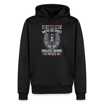Hobby Horse Rider HOves - Moves English Riding - Männer Premium Bio Hoodie - Schwarz - Vorne - Nico (187cm)