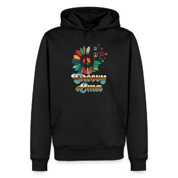Flower Power GROOVY OMA Hippie Lustiges - Männer Premium Bio Hoodie - Schwarz - Vorne - Nico (187cm)