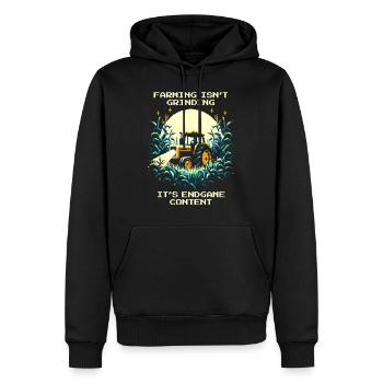 Farming = Endgame | No tutorial mode - Men’s Premium Organic Hoodie - black - Front - Nico (187cm)