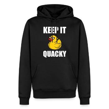 Keep It Quacky - Gummientchen Rubber Duck Duckie - Men’s Premium Organic Hoodie - black - Front - Nico (187cm)