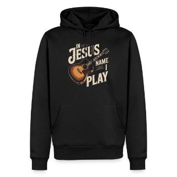 Im Namen Jesu Spiele Ich Gitarre - Männer Premium Bio Hoodie - Schwarz - Vorne - Nico (187cm)
