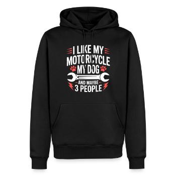 chien moto sarcasme chien dicton - Sweat à capuche Premium bio Homme - noir - Devant - Nico (187cm)