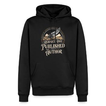 Écrivain Auteur de romans - Sweat à capuche Premium bio Homme - noir - Devant - Nico (187cm)