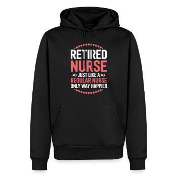 Infirmière Aide-soignante à la retraite - Sweat à capuche Premium bio Homme - noir - Devant - Nico (187cm)