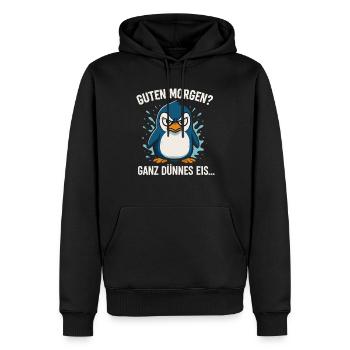 Good morning? Very Thin – Penguin Saying - Men’s Premium Organic Hoodie - black - Front - Nico (187cm)