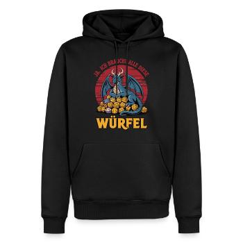 Ja ich brauche alle diese Wuerfel - Männer Premium Bio Hoodie - Schwarz - Vorne - Nico (187cm)