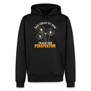 Philosophe DAS LEBEN EINE FRAGE DER PERSPEKTIVE - Männer Premium Bio Hoodie - Schwarz - Vorne - Nico (187cm)