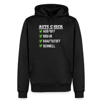 Verbrenner AUTO CHEKLISTE LUSTIG - Männer Premium Bio Hoodie - Schwarz - Vorne - Nico (187cm)