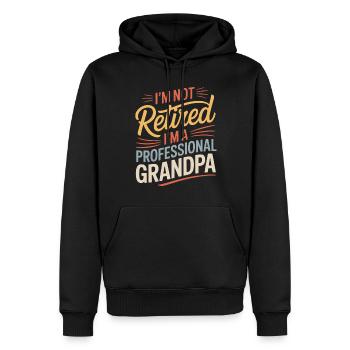 Drôle de grand-père disant grand-père à la retraite - Sweat à capuche Premium bio Homme - noir - Devant - Nico (187cm)