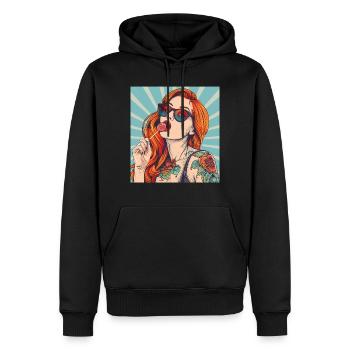 Rote Haare Rockabilly Pin Up Girl 50s - Männer Premium Bio Hoodie - Schwarz - Vorne - Nico (187cm)