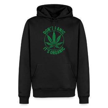 Pas de panique, c’est bio – Cannabis Edition - Sweat à capuche Premium bio Homme - noir - Devant - Nico (187cm)