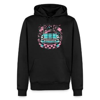 Musique de voiture des années 50 des années 1950 - Sweat à capuche Premium bio Homme - noir - Devant - Nico (187cm)
