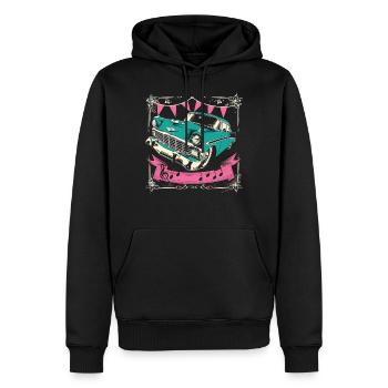 Fünfziger Jahre 1950er Auto Musik - Männer Premium Bio Hoodie - Schwarz - Vorne - Nico (187cm)