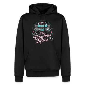Fünfziger Jahre 1950er Auto Musik - Männer Premium Bio Hoodie - Schwarz - Vorne - Nico (187cm)