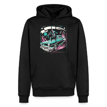 Fünfziger Jahre 1950er Auto Musik - Männer Premium Bio Hoodie - Schwarz - Vorne - Nico (187cm)