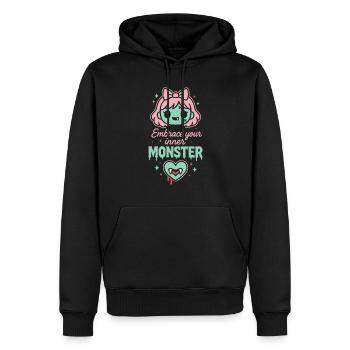 Kawaii Horreur Effrayant Mignon Pastel Goth Doux Effrayant - Sweat à capuche Premium bio Homme - noir - Devant - Nico (187cm)