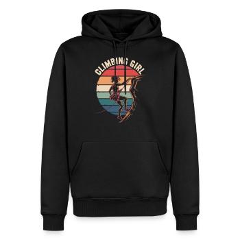 Climbing Girl – Des femmes autonomes sur les rochers - Sweat à capuche Premium bio Homme - noir - Devant - Nico (187cm)