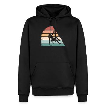 Climbing Girl – Des femmes autonomes sur les rochers - Sweat à capuche Premium bio Homme - noir - Devant - Nico (187cm)