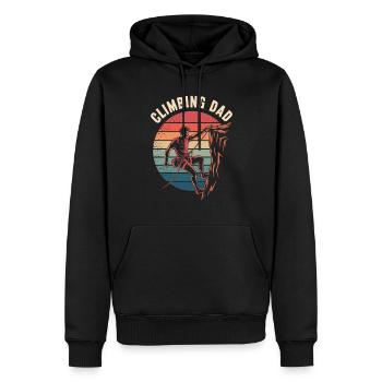Papa grimpeur - Sweat à capuche Premium bio Homme - noir - Devant - Nico (187cm)