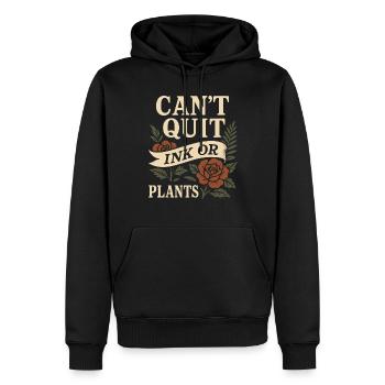 Tatoué plante amoureuse plante maman - Sweat à capuche Premium bio Homme - noir - Devant - Nico (187cm)