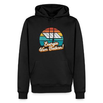 Solar ENERGIE VOM BALKON Retro Lustiges - Männer Premium Bio Hoodie - Schwarz - Vorne - Nico (187cm)