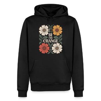 Sei Der Wandel Vintage Blumen Inspiration Zitat - Männer Premium Bio Hoodie - Schwarz - Vorne - Nico (187cm)