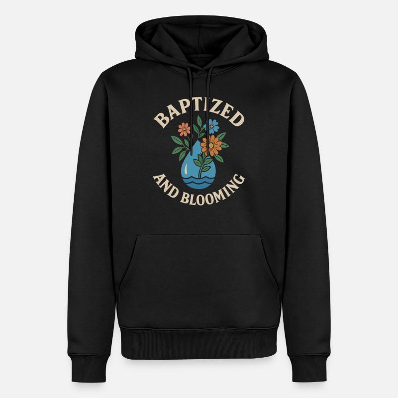 Motif Fleurs Baptisées Et Épanouies - Sweat à capuche Premium bio Homme - noir