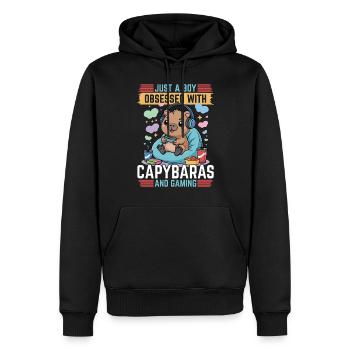 Gamer Gaming Capybara Video Game - Männer Premium Bio Hoodie - Schwarz - Vorne - Nico (187cm)