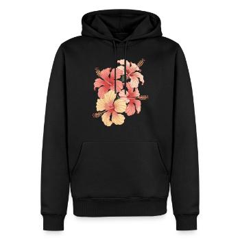 Inspiration fleurs exotiques d’hibiscus - Sweat à capuche Premium bio Homme - noir - Devant - Nico (187cm)