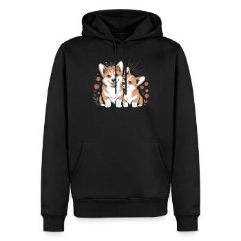 Corgi Hund Boho Stil: Liebevolle Begleiter - Männer Premium Bio Hoodie - Schwarz - Vorne - Nico (187cm)