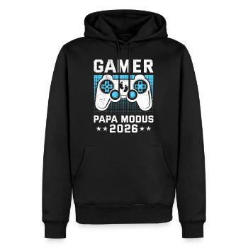 GAMER PAPA MODUS 2026 Vaterschaft Lustig - Männer Premium Bio Hoodie - Schwarz - Vorne - Nico (187cm)