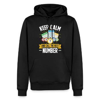 Champion de bingo : restez calme et appelez le prochain numéro - Sweat à capuche Premium bio Homme - noir - Devant - Nico (187cm)