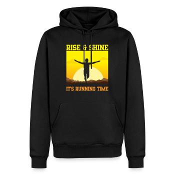 Running Rise & Shine Marathon Runner Gift - Männer Premium Bio Hoodie - Schwarz - Vorne - Nico (187cm)