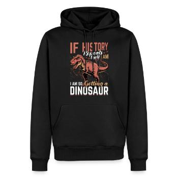 Dinosaure T-Rex enfants - Sweat à capuche Premium bio Homme - noir - Devant - Nico (187cm)