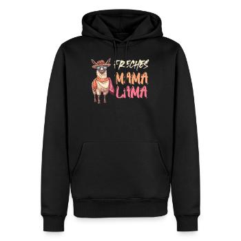 Werdende Mutter FRECHES MAMA LAMA Lustig - Männer Premium Bio Hoodie - Schwarz - Vorne - Nico (187cm)